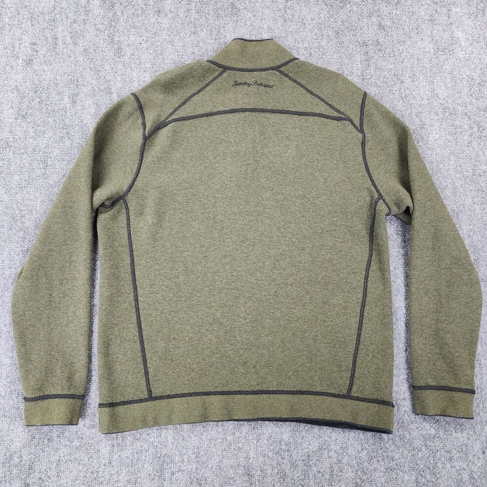 Tommy Bahama Sweater Mens XL Green Gray Flipsider 1/2 Zip Reversible Pullover - Picture 4 of 16